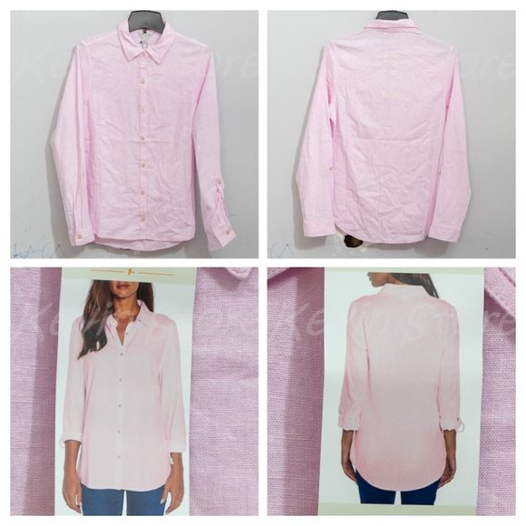 Pink NWT Orvis Ladies ‎ Long Sleeve Linen Blend Top - Picture 1 of 8